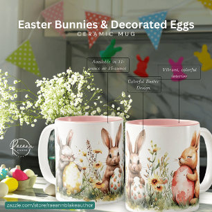 Easter Bunnies & Decorated Eggs Ceramic Mug