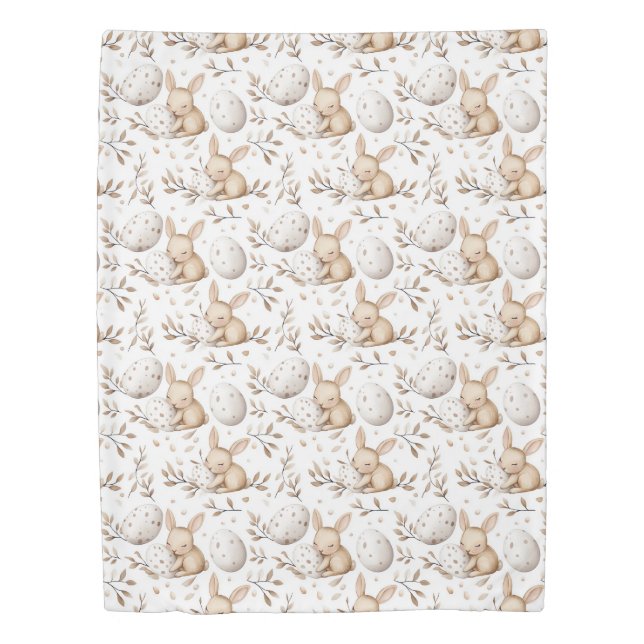 Easter Bunnies Duvet Cover, Spring Bedding Cover (Front)