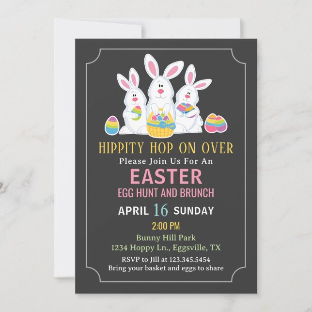 Easter Bunnies Easter Egg Hunt Invitation (Front)
