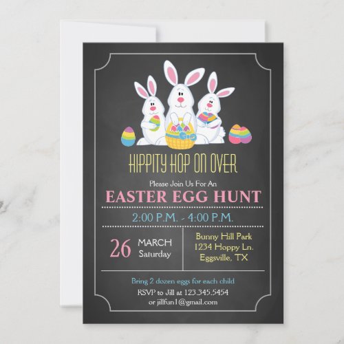 Easter Bunnies Easter Egg Hunt Invitation