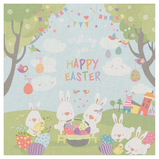 easter bunnies fabric (Close Up)