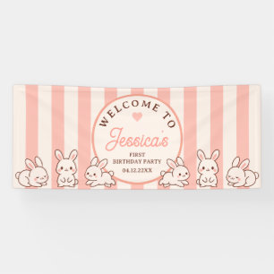 Easter Bunnies Girl 1st Birthday Party Welcome Banner