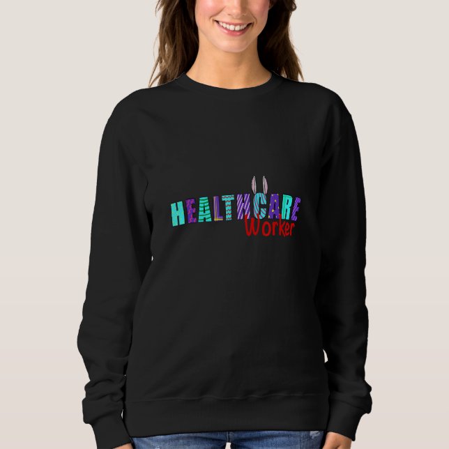 Easter Bunnies Healthcare  Women Easter Day Eggs L Sweatshirt (Front)