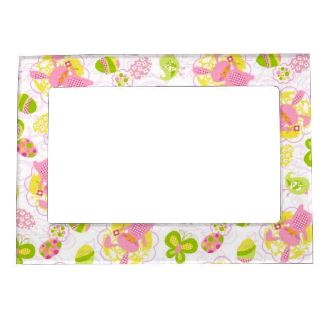 Easter Bunnies in Gingham Magnetic Photo Frame (Front)
