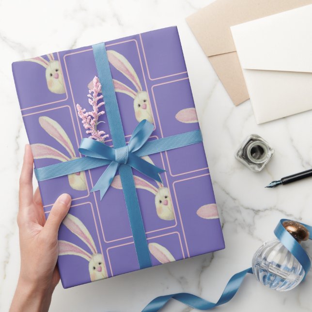 Easter Bunnies on Purple Wrapping Paper (Gifting)