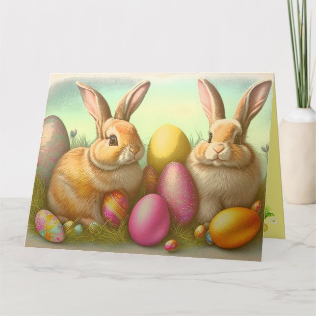 Easter Bunnies on the Grass Collection Card (Front)
