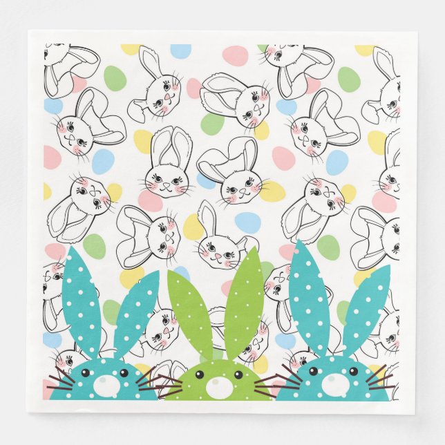 Easter Bunnies Paper Dinner Napkins (Front)