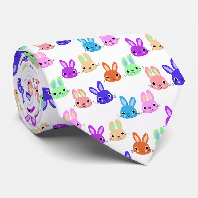 Easter Bunnies Pattern Neck Tie (Rolled)