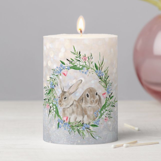 Easter Bunnies Pillar Candle (In Situ)