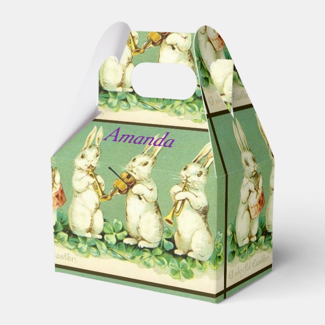 Easter Bunnies Playing Music Favor Box (Front Side)