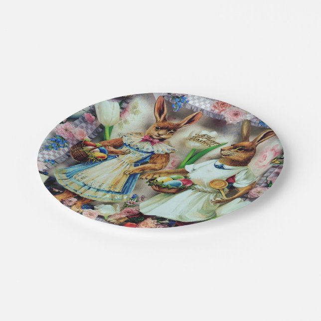 Easter Bunnies Rabbits Paper Plates (Angled)