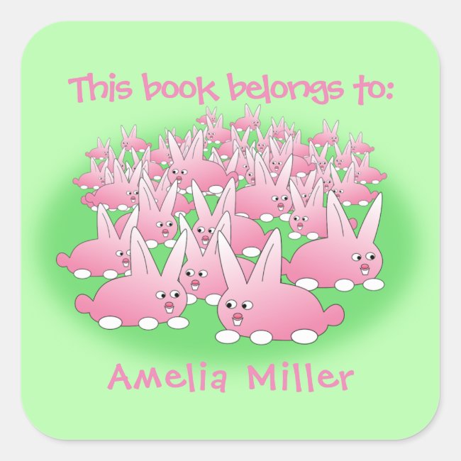 Easter Bunnies Spring Design Bookplate Sticker