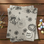 Easter Bunnies &amp; Spring Floral Linen Fabric
