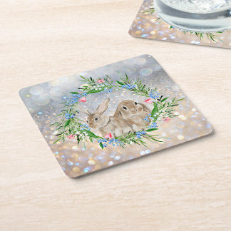 Easter Bunnies Square Paper Coaster