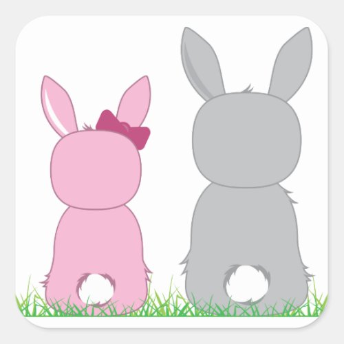 Easter Bunnies Square Sticker