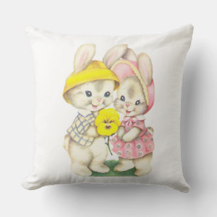 Easter Bunnies Throw Pillow