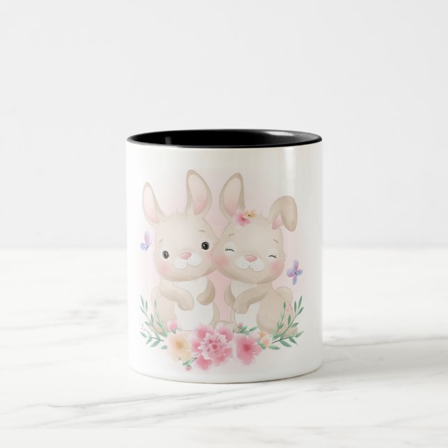 Easter Bunnies Two-Tone Coffee Mug (Center)