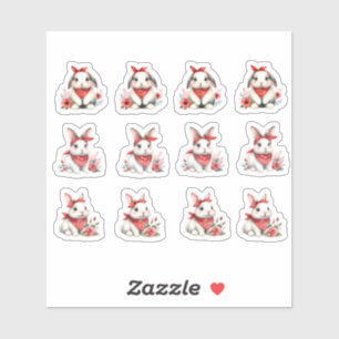 Easter Bunnies Wearing Red Bandanas Sticker