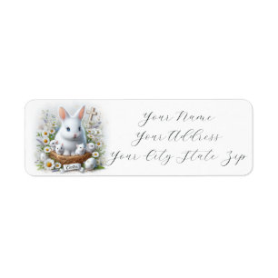 Easter Bunnies, Wildflowers and a Cross Label