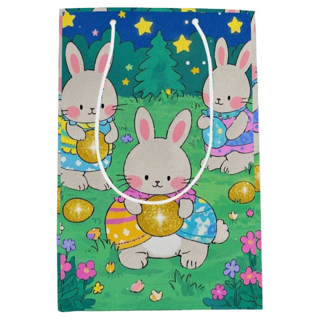 Easter Bunnies with Easter Eggs  Medium Gift Bag (Front)
