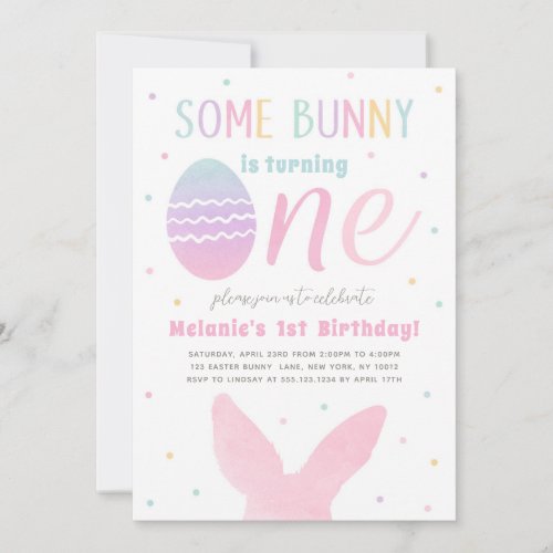 Easter Bunny 1st Birthday Party Invitation