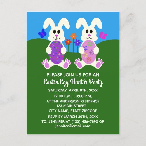 Easter Bunny 4 Invitation Postcard
