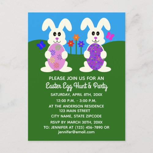Easter Bunny 5 Invitation Postcard