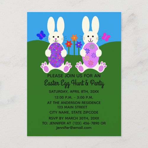 Easter Bunny 6 Invitation Postcard