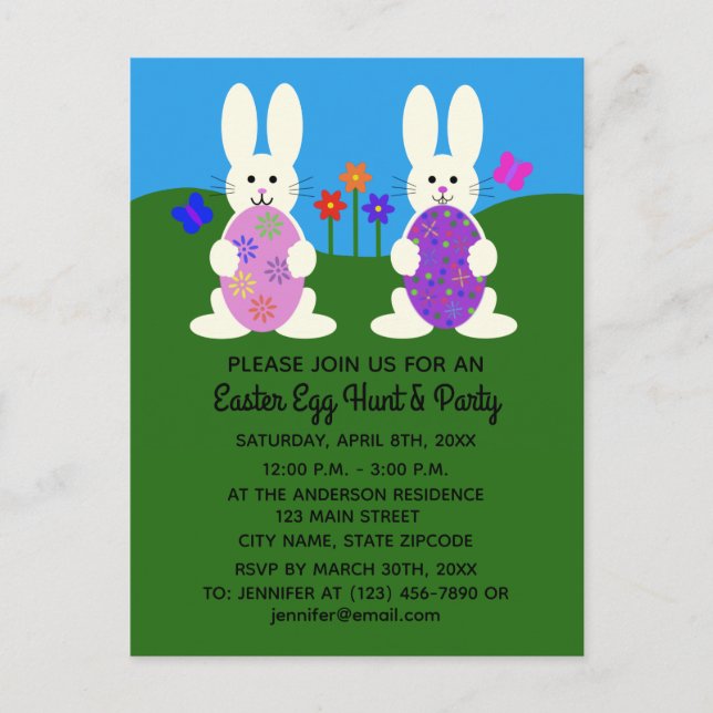 Easter Bunny #7 Invitation Postcard (Front)