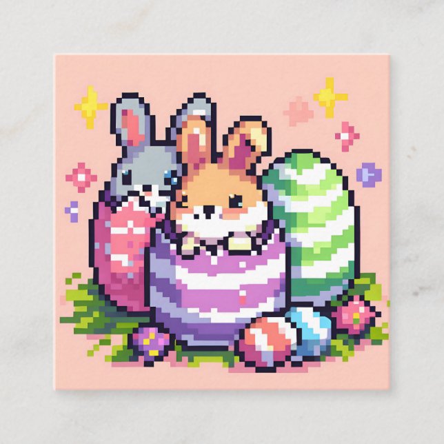 Easter bunny 8 bit pixel art enclosure card (Front)