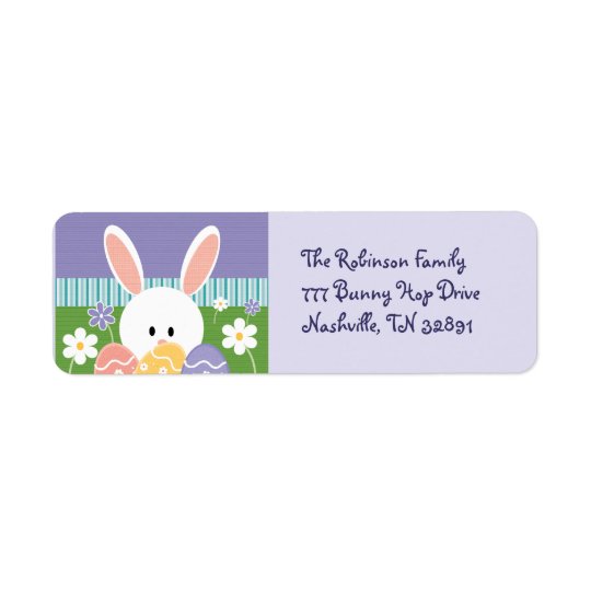 Peach Bunny Easter Bunny Return Address Labels : Easter Return Address Labels Square Label EA101