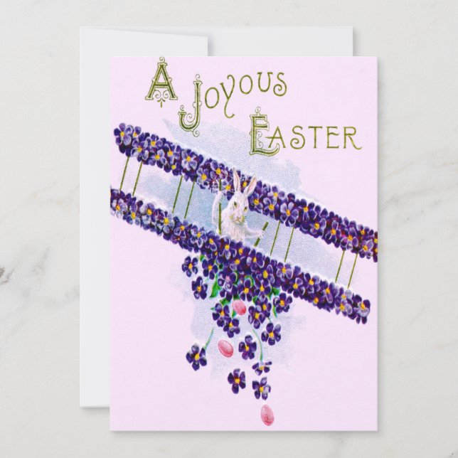 Easter Bunny Airplane Colored Egg Invitation (Front)