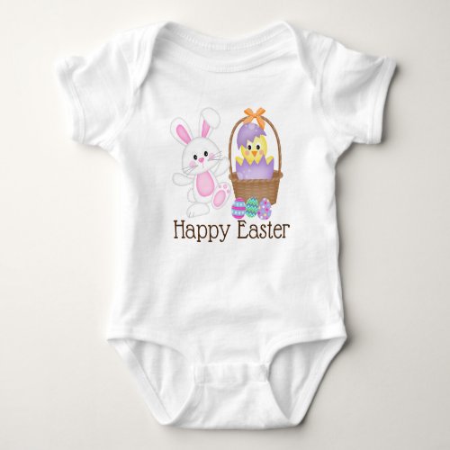 Easter Bunny And Baby Chick Baby Bodysuit