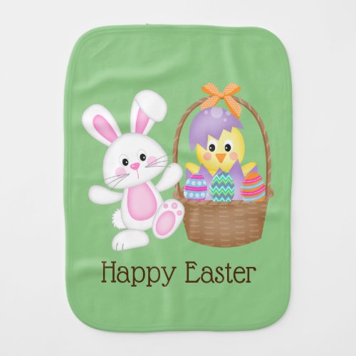 Easter Bunny And Baby Chick Baby Burp Cloth