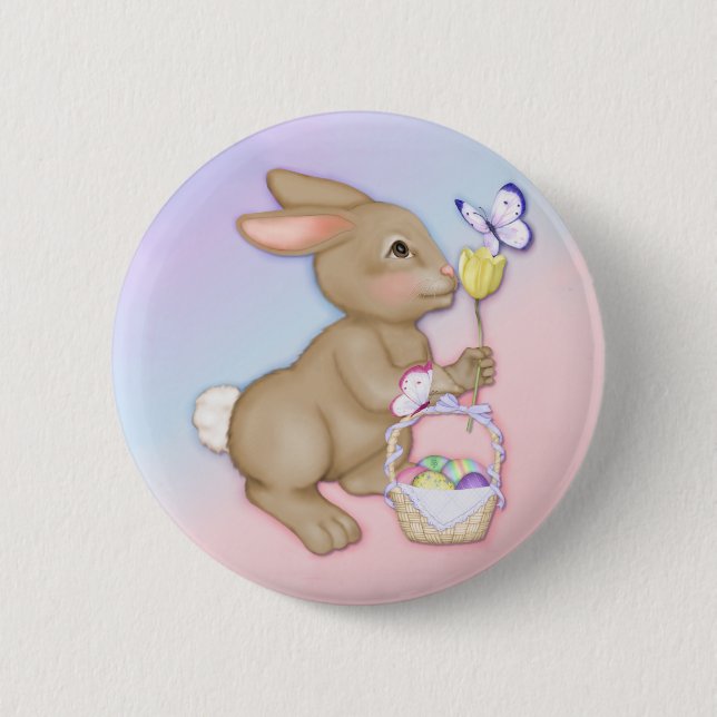 Easter Bunny and Basket Button (Front)