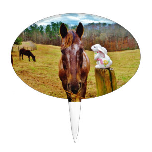 Easter Bunny and Brown horse Cake Topper