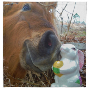 Easter Bunny and Brown horse Cloth Napkin