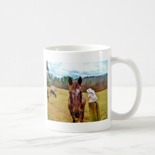 Easter Bunny and Brown horse Coffee Mug