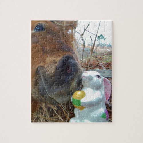 Easter Bunny and Brown horse Jigsaw Puzzle