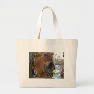Easter Bunny and Brown horse Large Tote Bag