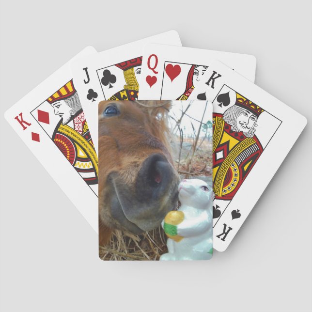 Easter Bunny and Brown horse Poker Cards (Back)