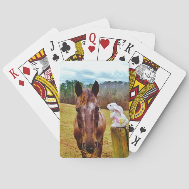 Easter Bunny and Brown horse Poker Cards (Back)
