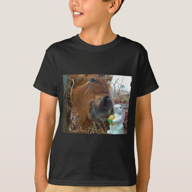 Easter Bunny and Brown horse T-Shirt (Front)