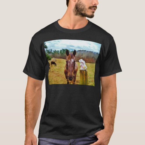 Easter Bunny and Brown horse T_Shirt