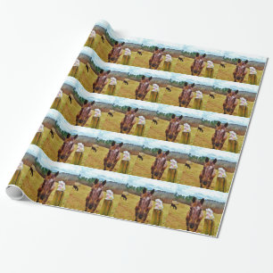 Easter Bunny and Brown horse Wrapping Paper