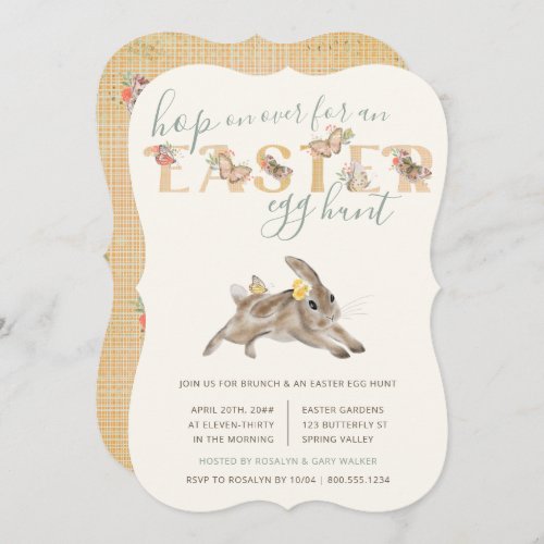 Easter Bunny and Butterfly Brunch and Egg Hunt Invitation