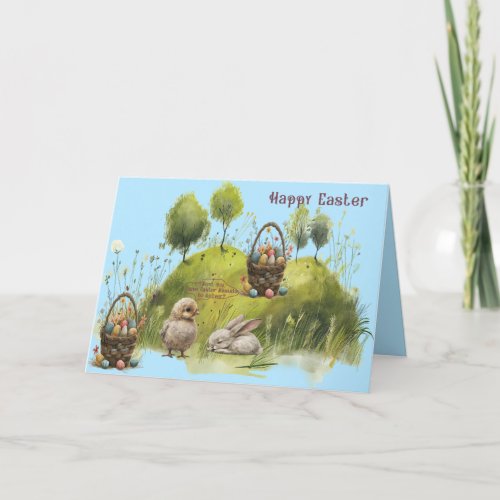 Easter Bunny and Chick Card