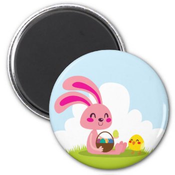 Easter Bunny And Chick Magnet by Kakigori at Zazzle