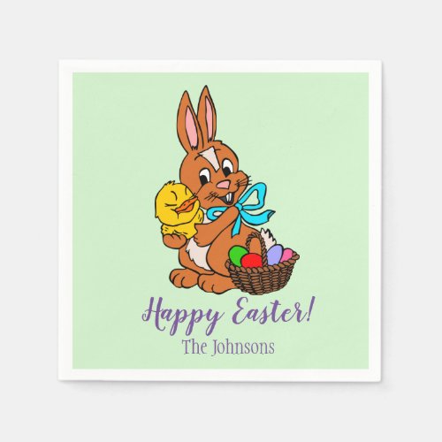 Easter Bunny and Chick Paper Napkins