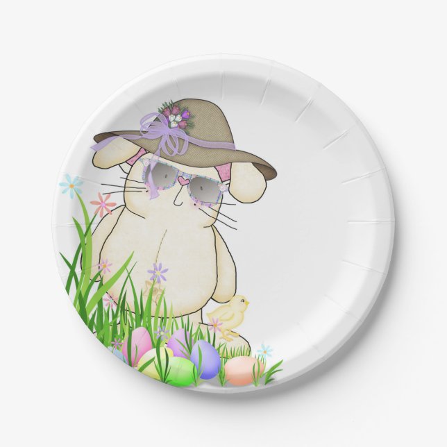 Easter bunny and chick paper plates (Front)